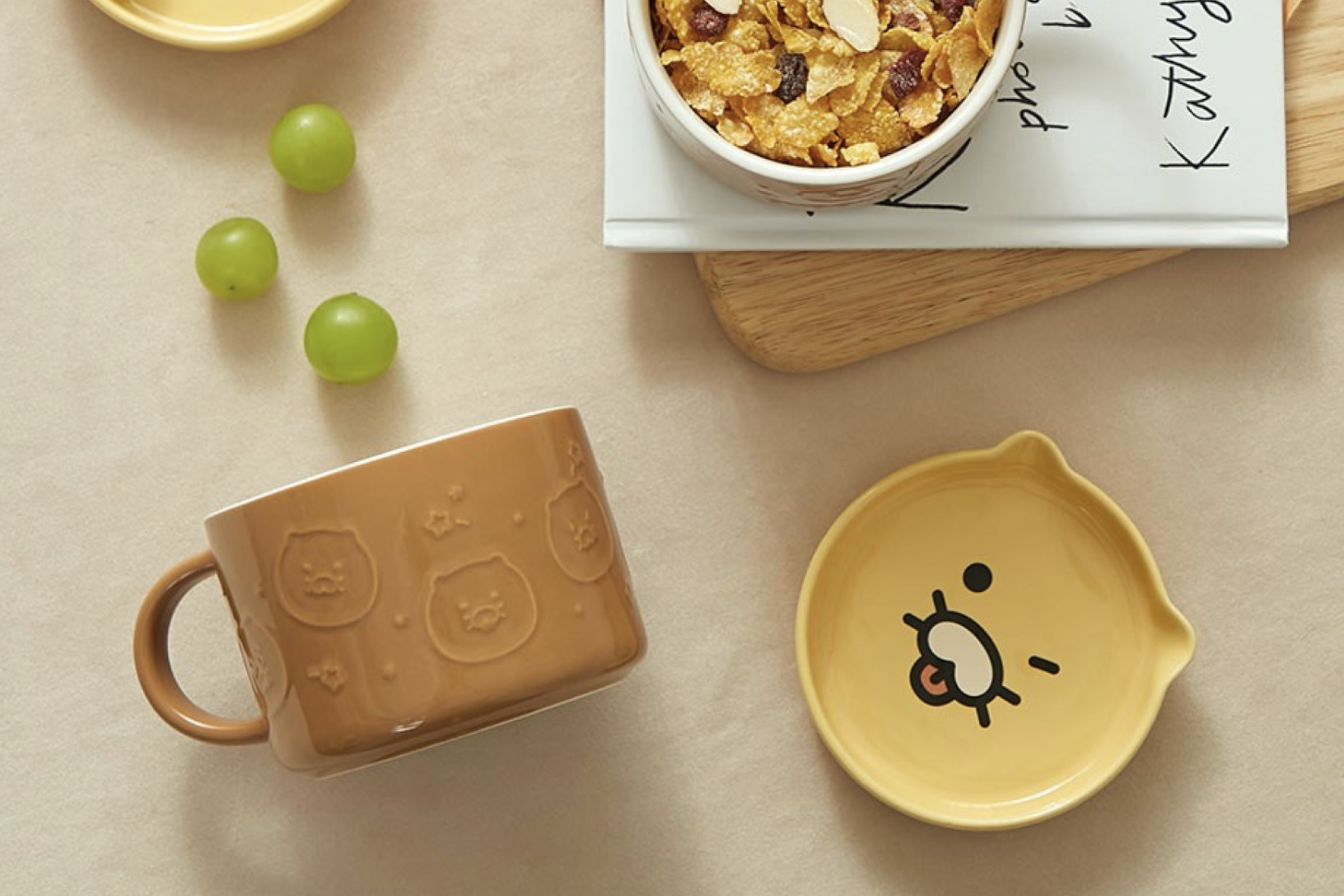 [춘식이 페이스 뚜껑 시리얼 보울]활용도가 높은 세라믹 재질OOO 시리얼 보울